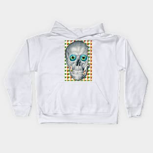 Blue eyed skull flower lover Kids Hoodie